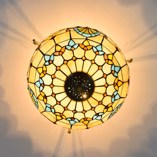 Tiffany-Mosaik-Pendelleuchten, Buntglas-Blumen-Lampenschirm, Hängelampe, Treppenhaus-Kronleuchter (WH